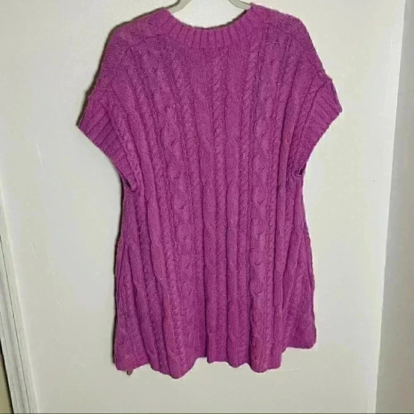 NEW Free People Swingin Swing Cable Knit Sweater Mini Dress Oversized Purple - Picture 8 of 9